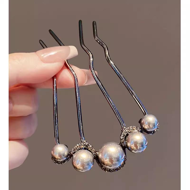 New Fashion Metal U-Shaped Hair Stick Women Elegant Simple Pearl Hair Clip Pins Hairpin Headwear Hair Accessories Gifts Jewelry чёрный