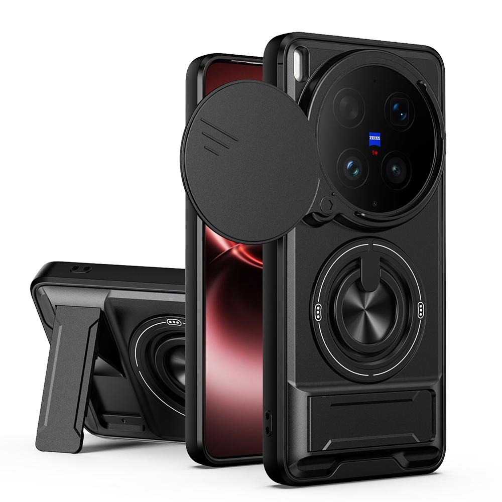 KEYSION Magnetic Phone Case for VIVO X300 Ultra 5G Slide Camera Lens Protection Upright Stand 360° Ring Shockproof Back Cover