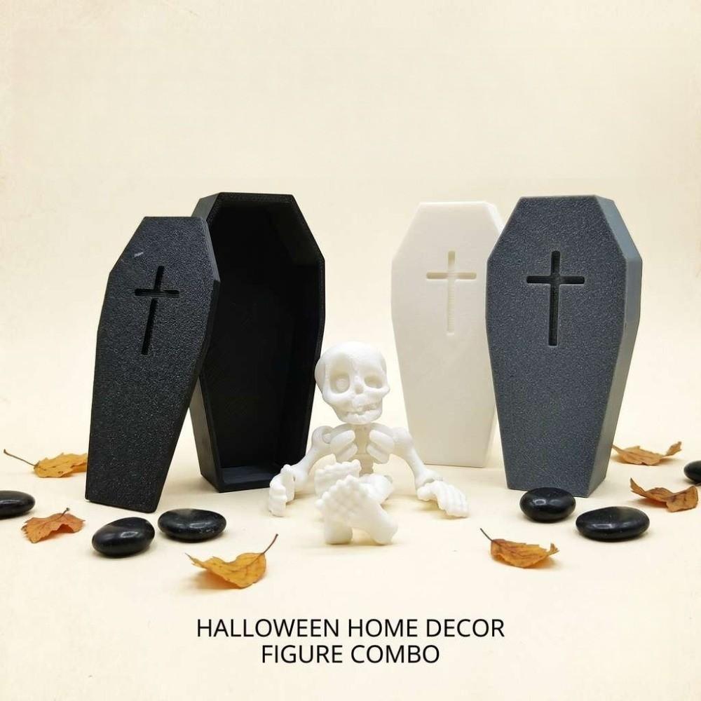 3D-Printed Articulated Skeleton Halloween Mini Coffin Box Haunted House Decorations