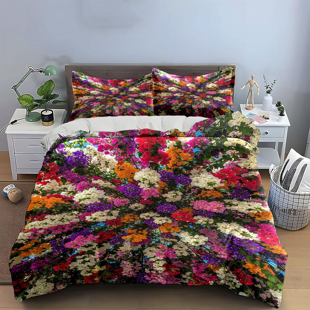 Vibrant Multicolored Floral Pattern. Bedding Sets Duvet Cover Sets Duvet Covers Pillowcases(1 * Duvet Cover 2 * Pillowcases Without Duvet Insert)