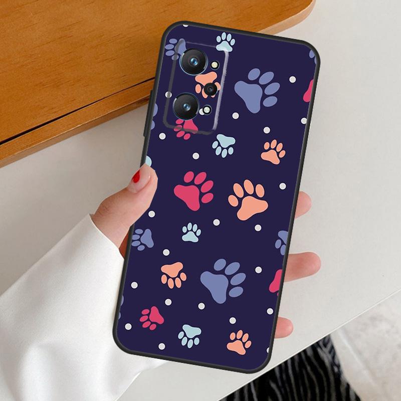 Dog foot print Paw Colorful Pattern For Realme 11 12 Pro Plus 10 9 GT5 GT Neo 6 C25s C21Y C30 C31 C33 C35 C51 C53 C55 C67 Case