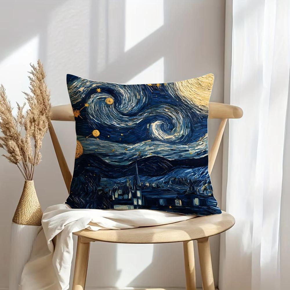 Van G-Gogh Kunst Kissenbezug Weicher Plüsch Überwurf Kissenbezug | Doppelseitige Dekorative Kissenhülle | Sofa Schlafzimmer Heimdekoration