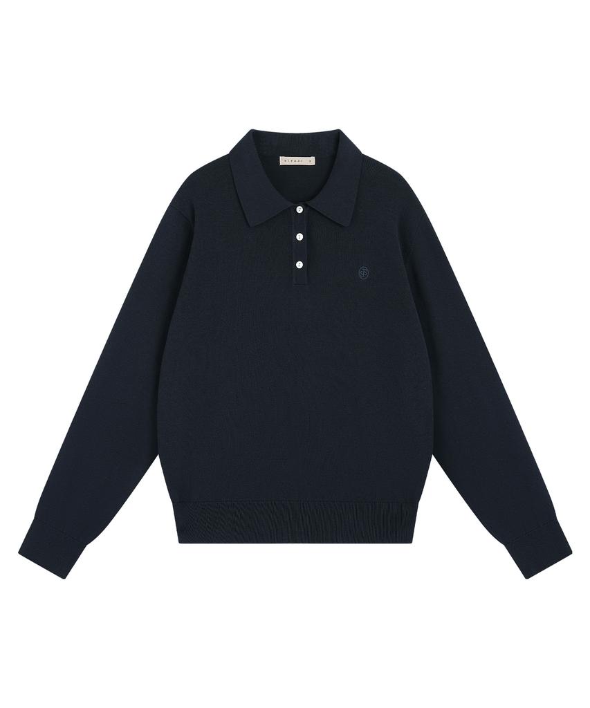 SIYAZU Sikn2136 Classic Collar Knit_Dark Navy