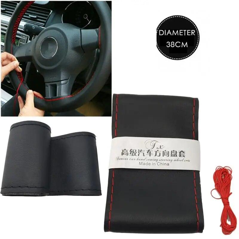 36/38/40CM Three Styles DIY Car Steering Wheel Cover Car Steering Wheel Braid Cover With Needles And Thread Artificial Leather