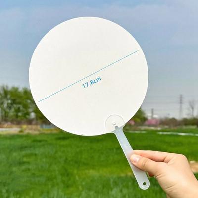 Multi-functional Plastic Transparent Fan Round Unfinished Graffiti Fans Thicken Handheld Blank Painting Fans for Wedding