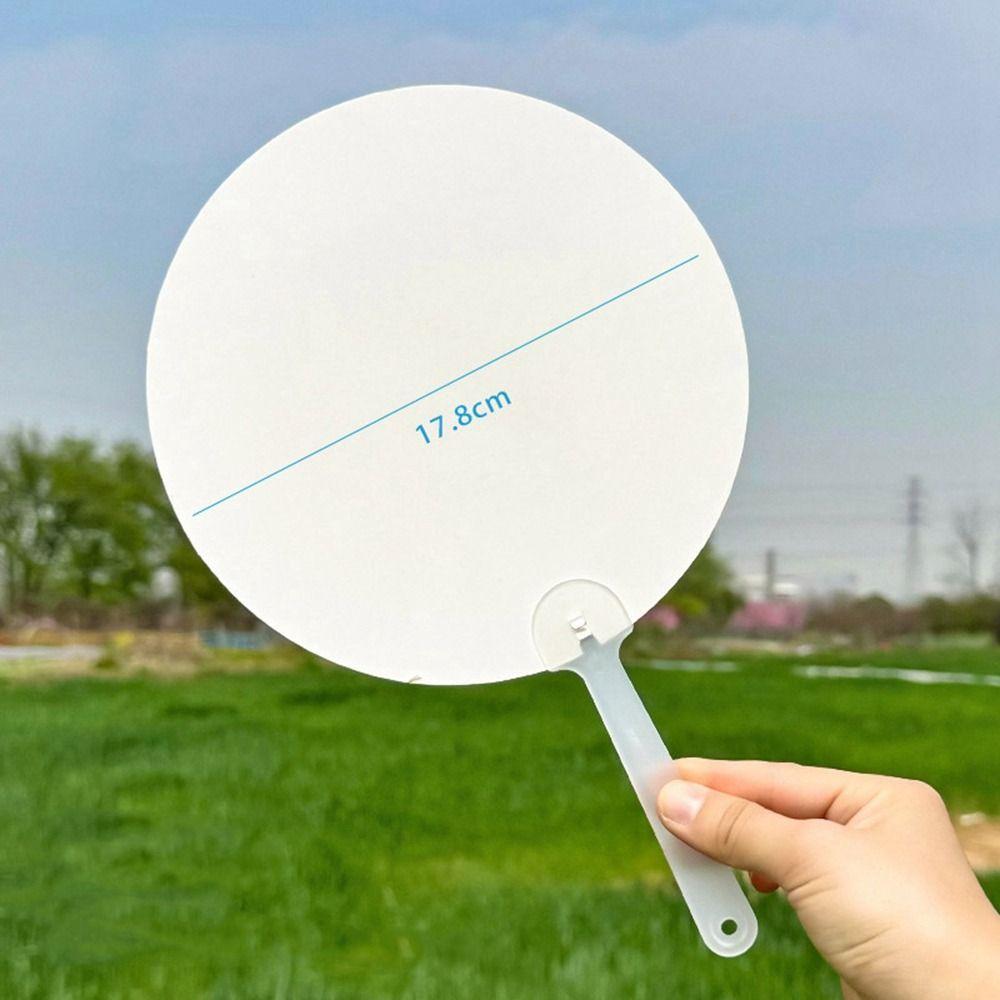 Multi-functional Plastic Transparent Fan Round Unfinished Blank Painting Fans Handheld Thicken Graffiti Fans DIY