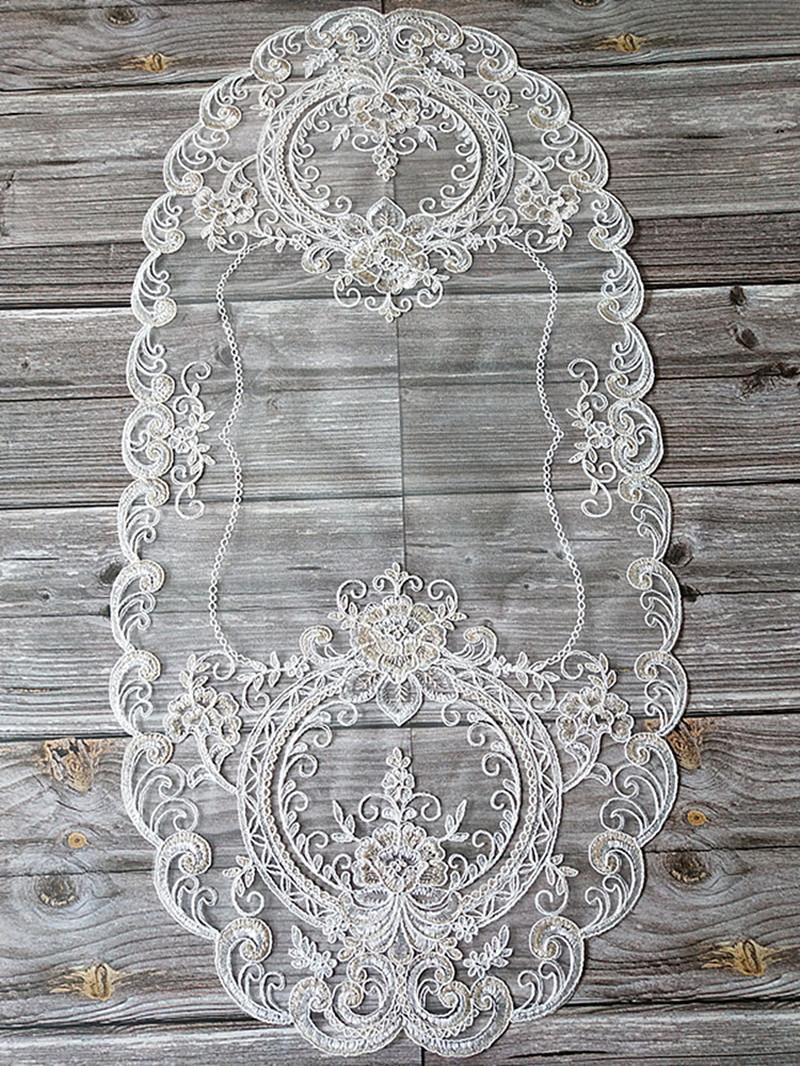 

European Pastoral Lace Embroidery Oval Tablecloth Coffee Table Desk Cover Cloth Bedroom Living Room Study Decoration Manteles 42x84cm белый