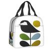 Custom Kiely Orla Stem Bird Insulated Lunch Bags Women Flowers Geometric Resuable Thermal Cooler Bento Box Work School Travel