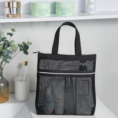 Handheld Mesh Makeup Travel Storage Wash Bag Large Capacity Portable Double Zipper Wash Storage Bag