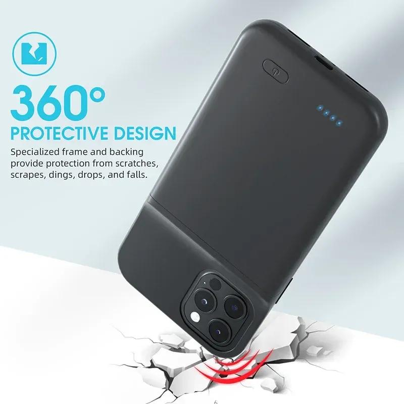 Per iPhone 11 12 13 14 Pro Max XS Max XR 6 7 8 Plus SE 5S 13 Mini Custodia Caricabatterie Portatile Power Bank Copertura di Ricarica Capa