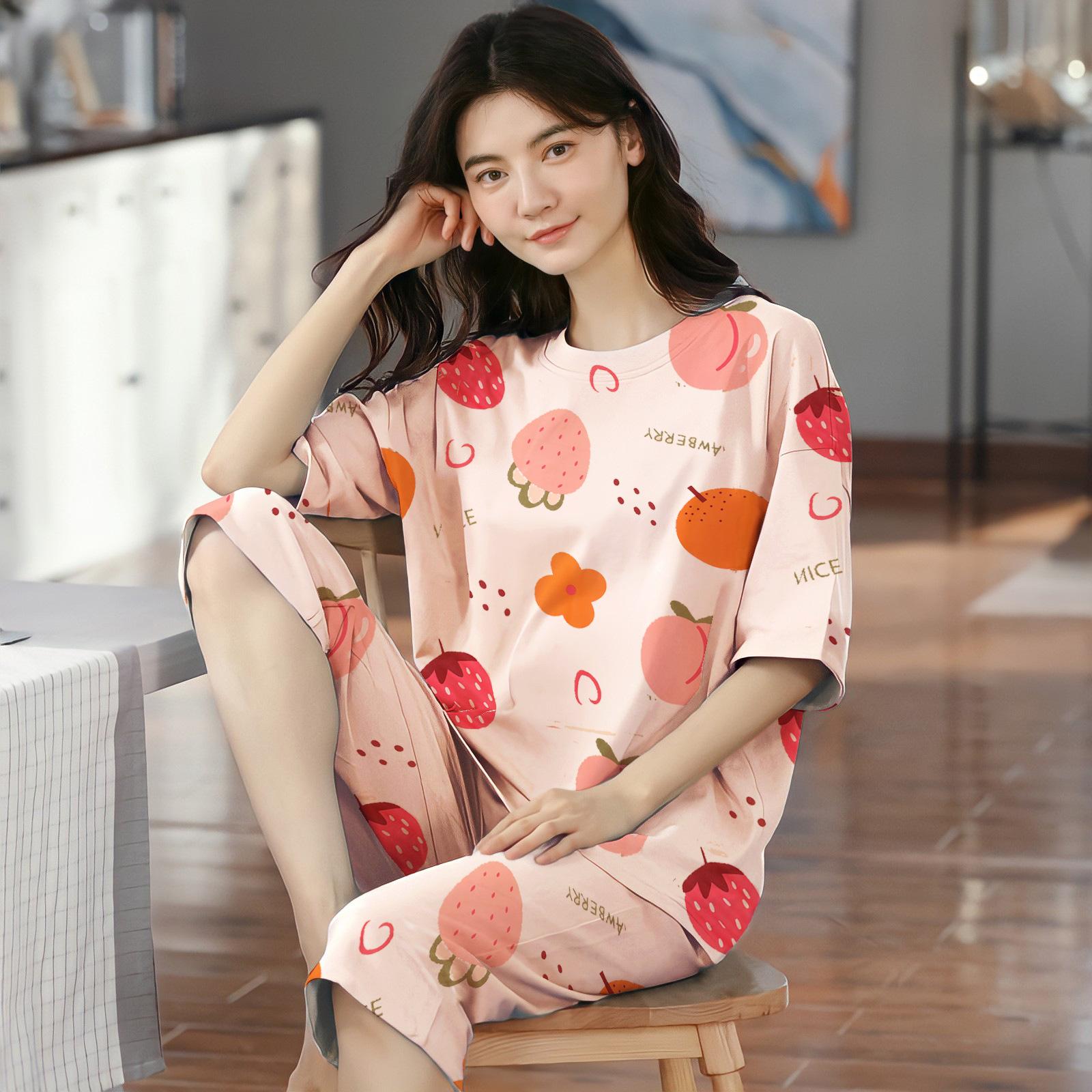 

Пижамный комплект из 2 предметов с мультяшным принтом, женская летняя футболка с короткими рукавами и шорты 5XL