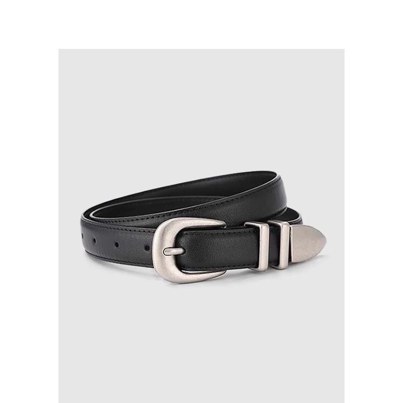 Women's Genuine Leather Cross-Border Waistband: Simple, Versatile, Pure Cowhide Belt for Summer, Black Jeans Style
