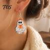 Fun Festival Jewelry Cute Reading Ghost Earrings, Sweet Bowknot Drop Unique Halloween Gifts Lightweight Acrylic for Women Girls Dangle Earrings