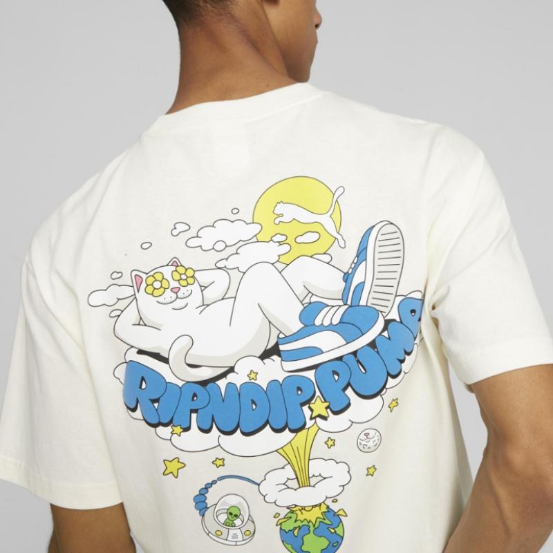 Puma Puma Xripndip Graphic ShorT Sleeve T shirT   Ivory 623513 65