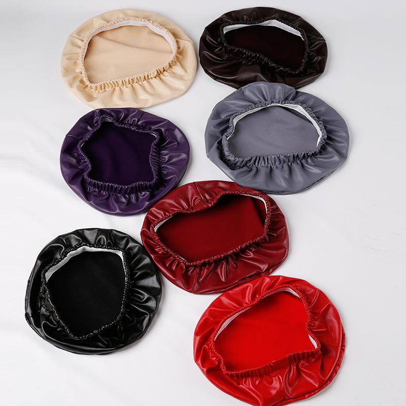 PU Leather Stool Cover Waterproof Round Elastic Slipcover Office Banquet Beauty Salon Bar Chair Protector Seat Covers