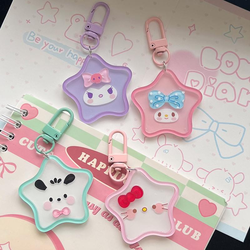 Cute Cartoon Sanrio Star Acrylic Keychain Ins Sweet Girl Schoolbag Pendant Keyring Friend Gift