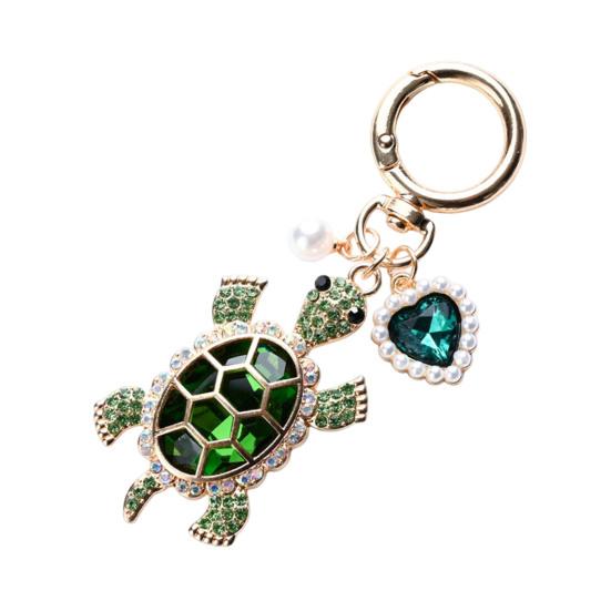 Keychain Sparkling Rhinestones Turtle Shape Bag Ornament with Faux Pearls Decor Bags Keys Decoration