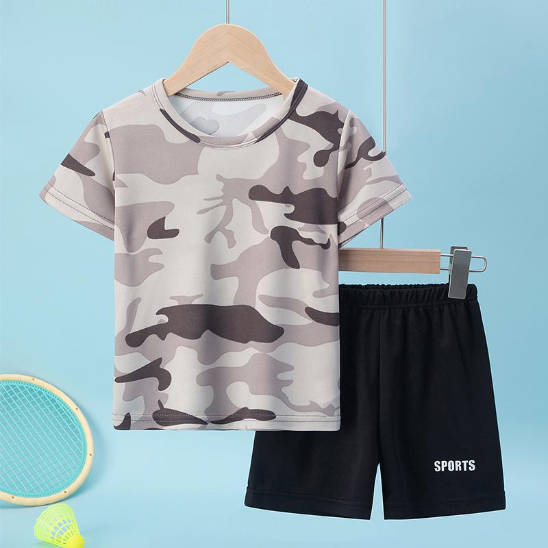 

Summer 3D Print Children s Camouflage Suit Boys Sports Running Basketball Football Clothes 160