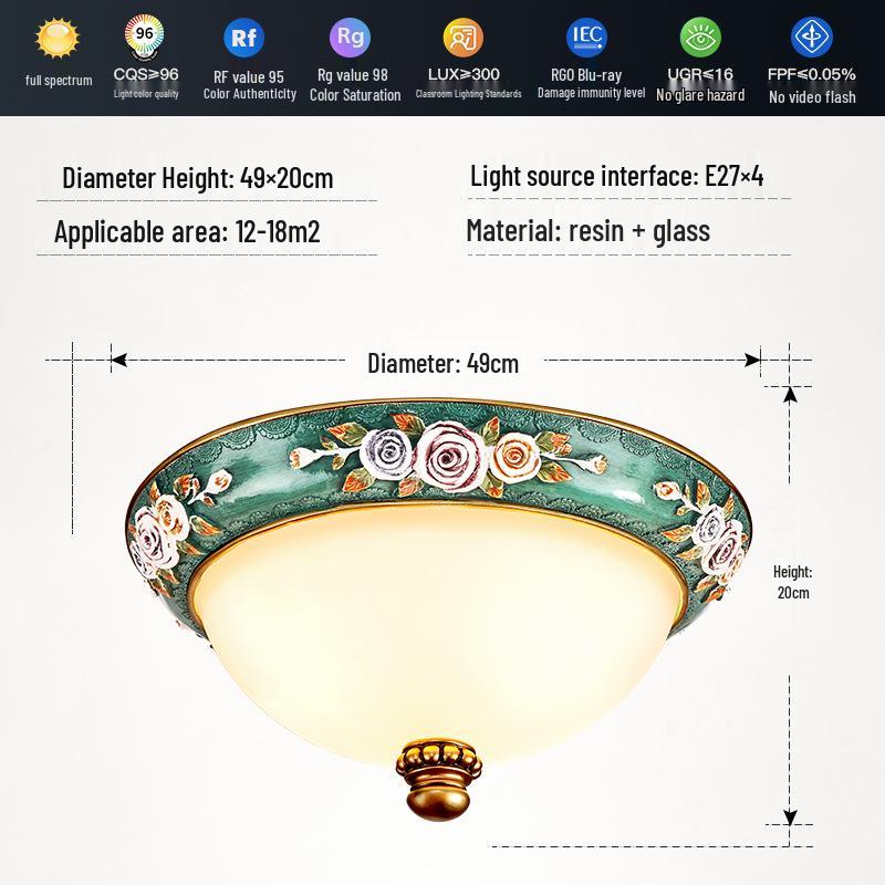 European Retro Dimmable LED Ceiling Light for Hallway, Balcony, or Bedroom