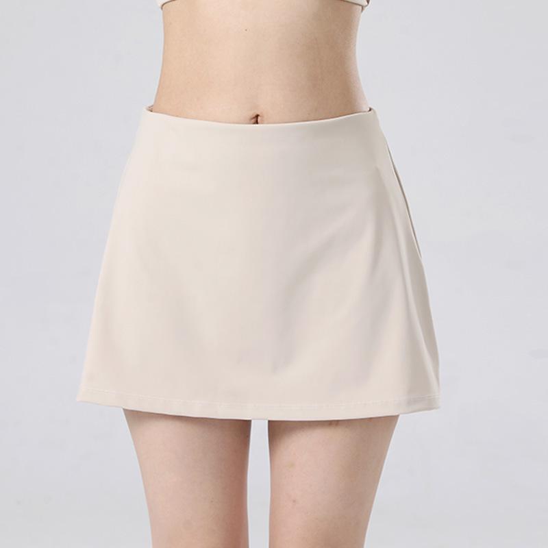 

Spring-Summer Breathable High-Waisted Yoga Skirt - Fake Two-Piece Casual Outdoor Sports Fashion for Women L легкие хаки