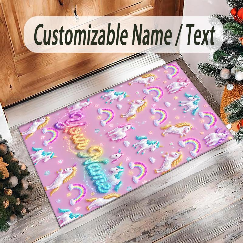 Fantasy Magic Theme Crystal Velvet Rug Personalized Custom Name Text Soft Floor Mat Home Decor