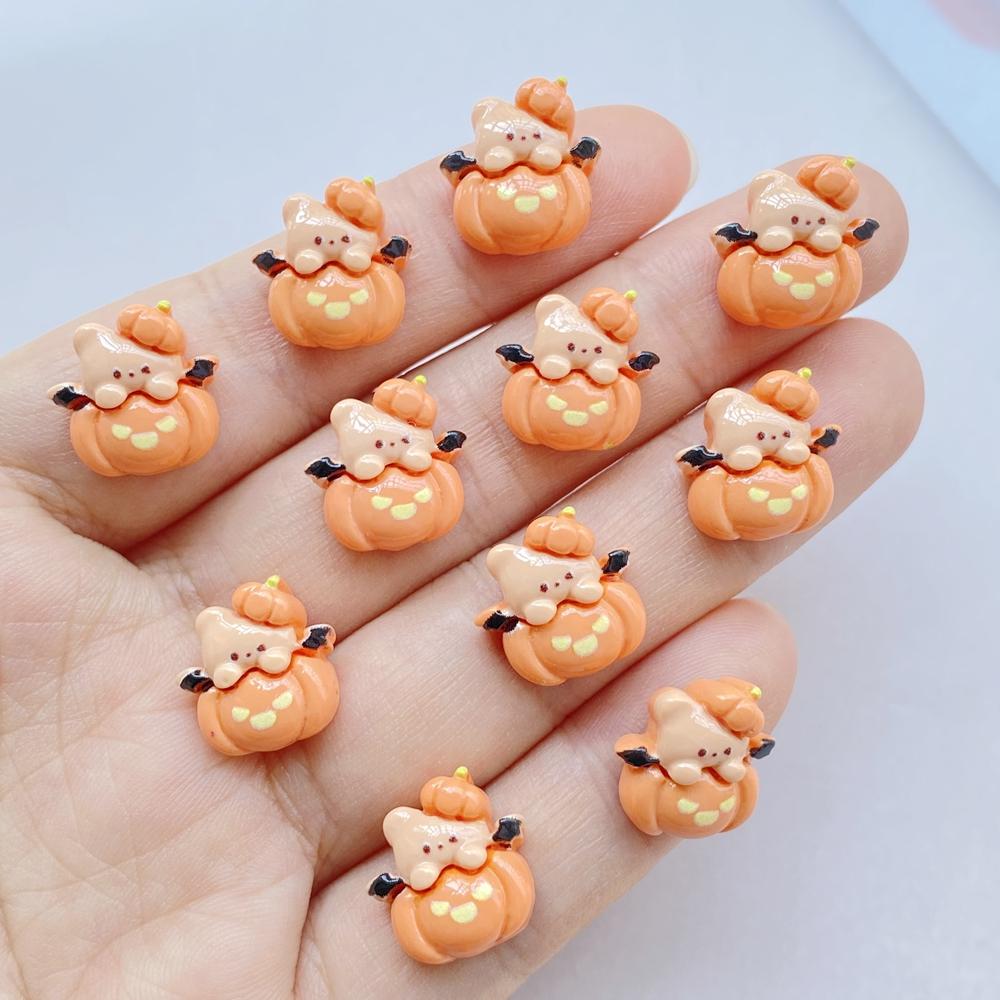 20 Pcs Cute Mini Halloween Bat Pumpkin Flat Back Resin Cabochons Scrapbooking DIY Jewelry Hairpin Craft Decoration Accessorie