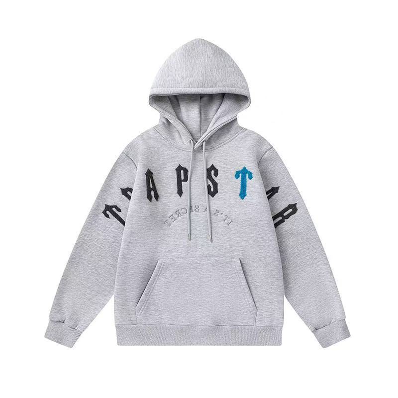 New Rainbow Color Matching Letter Embroidery Fleece Loose Hooded Sweater Casual Trousers Set