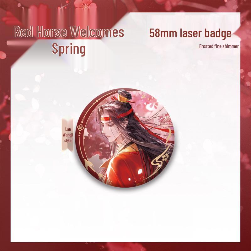 The Untamed Red Horse Spring Series: Lan Wangji Wei Wuxian Tinplate Badges & Handmade Standees. 58mm Badge