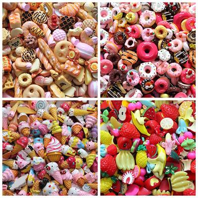 10Pcs  Mini Play Toy Food Cake Biscuit Donuts Miniature Mobile Phone Accessories