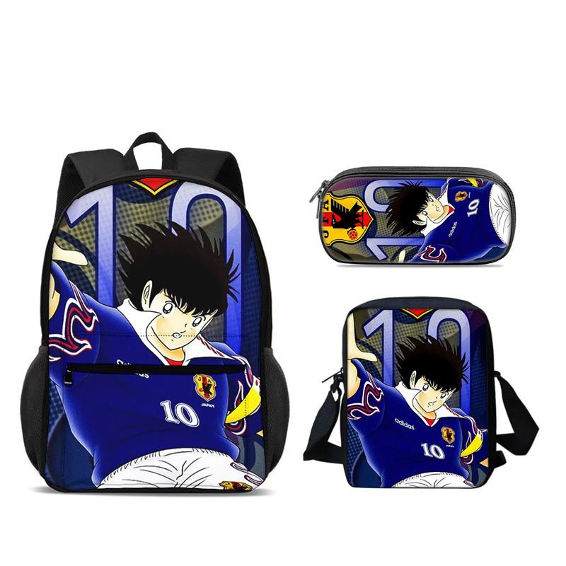 Captain Tsubasa Backpack Pen Bag Shoulder Bag 3pcs Set Versatile  Large Capacity Boy and Girl School Birthday Best Gift
