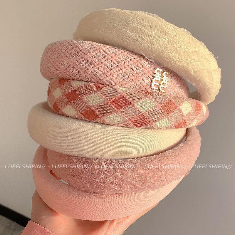 2023 Pink High Crown Headband & Hair Clips Set for Girls - Wide Edge Beauty Accessory