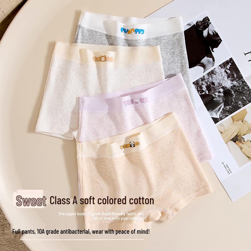 Girls' Pure Cotton Boxer Briefs - Antibacterial Safety Underwear for Teens & Kids