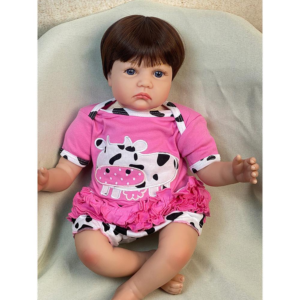 

55 см огромного размера, кукла высокого качества, большая кукла для малышей, кукла в стиле поп-девочки, мягкое обнимающее тело, милый и реалистичный настоящий ребенок 55cm