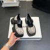 Fashion Women Casual Shoes Genuine Leather Mary Jane Single Shoes New Square Toe Soft Sole Versatile Velcro Shallow Mouth Single Shoes