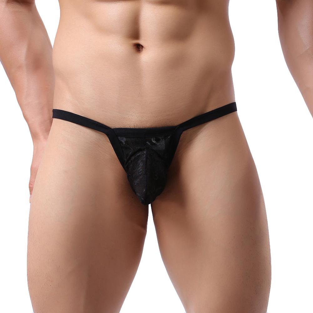 Men's Sexy Mesh Lace Transparent Underwear Sexy Transparent  Low Waist Briefs