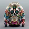 Men Mexican Sugar Skull Floral 3D All Over Print Hoodie Day Of The Dead