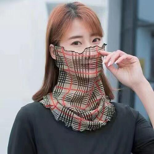 Summer Sunscreen Mask Women's Neck Protection Ear Hanging Veil Neck Scarf Anti-ultraviolet Silk Scarf Gauze Scarf