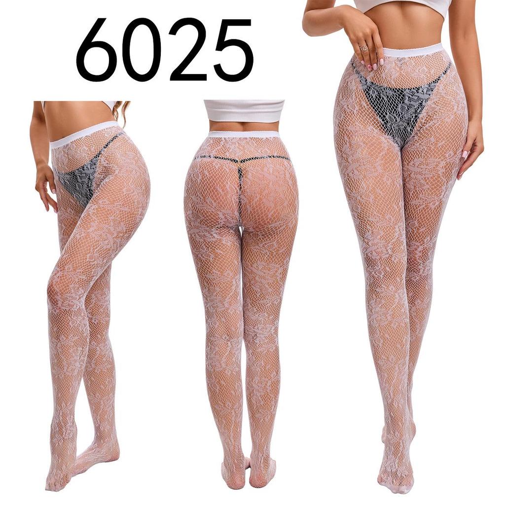 "Black Fishnet Pantyhose with Hollow Suspender Design"