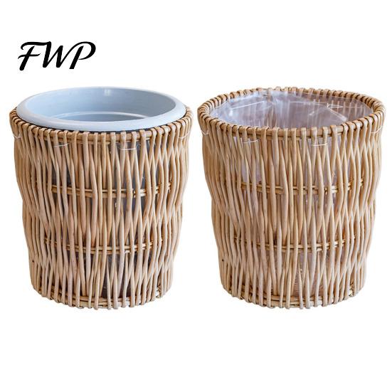 Balcony Desktop Plant Organizer Boho Wicker Planter, Handwoven Flower Pot with Waterproof Lining, Basket Planter Rustic Storage for Indoor Plants
