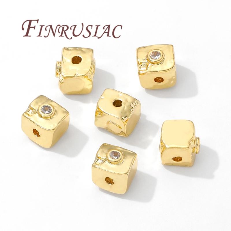 8mm Čtvercové Distanční Korálky Náramky Pozlacené 18K Zlatem, Oddělovač Korálků, Šperky pro Náhrdelníky