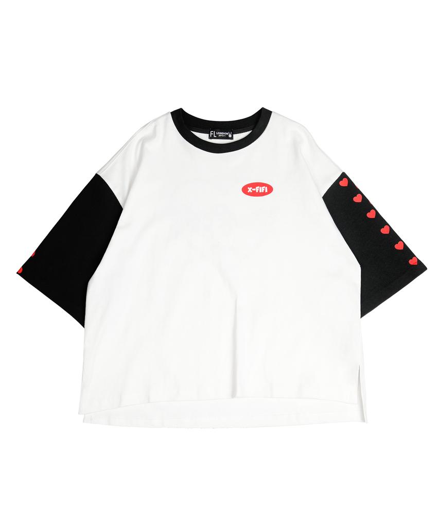 Pipilapin Color-Blocked Sleeves Oversized Short Sleeve T-Shirt/Fs8Wts15F White