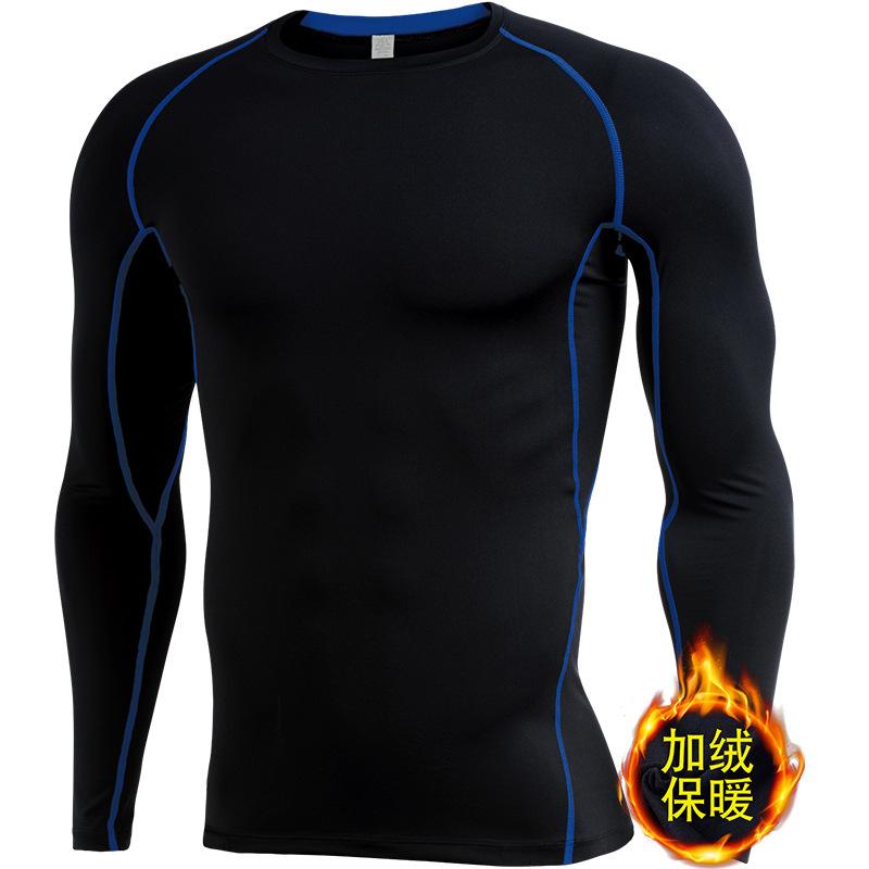 Men's Sports Running T Shirt+ Pants Fleece Thermal Quick Drying Clothes Winter Warm Long Sleeve Tops & Trousers for Running Fitness Training