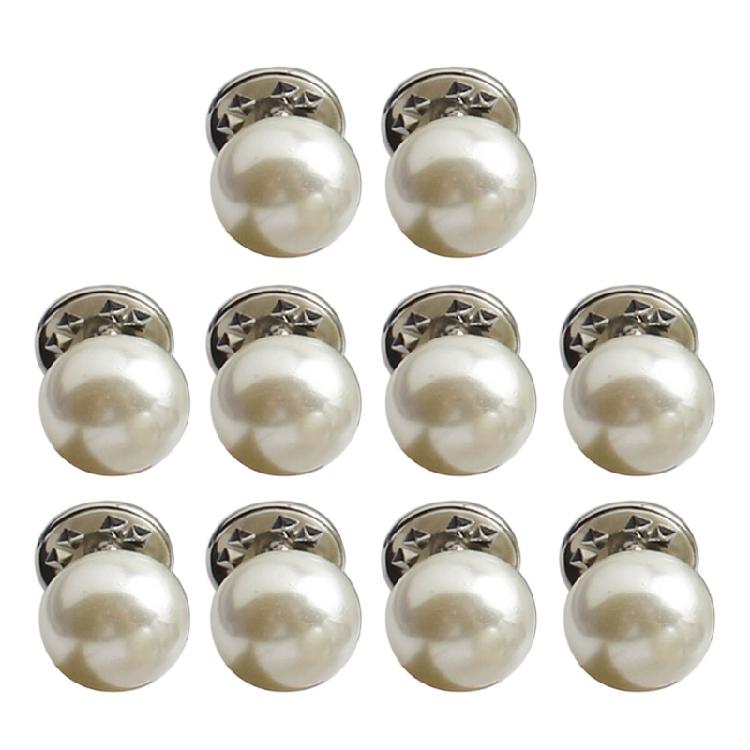 

10pcs/set Shirt Brooch Button-free Button Pins Women Fashionable Imitation Pearls Blouses Buckle Clothing Accessories
