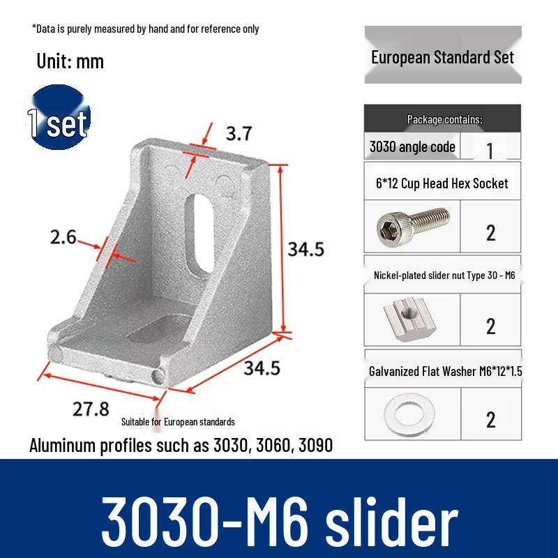 Aluminum 90° Corner Bracket Connector for 4040/2020/3030 Profiles