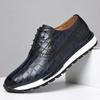 High Grade Men Genuine Leather Casual Dialy Sneakers Stone Pattern Cowhide Leather Men Comfortable Outdoor Walking Shoes Size 46