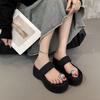 Small height increase cool slippers versatile slippers women's summer wear muffin bottom cover toe rhinestone thick bottom cool slippers