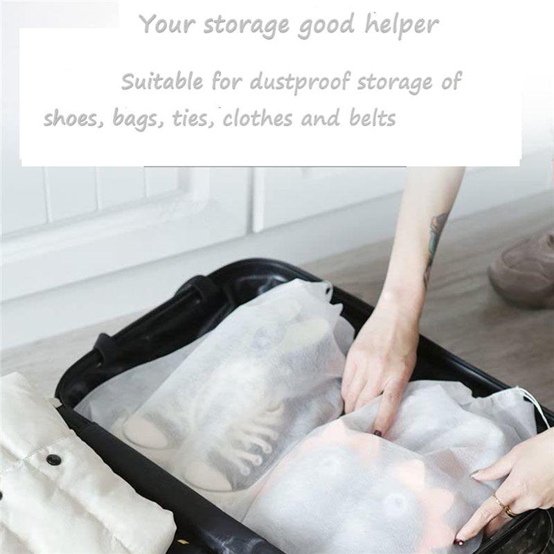 AEE2-100Pcs Non-Woven Shoe Dust Covers Dustproof Drawstring Clear Storage Bag Travel Shoes Bag Home Organization