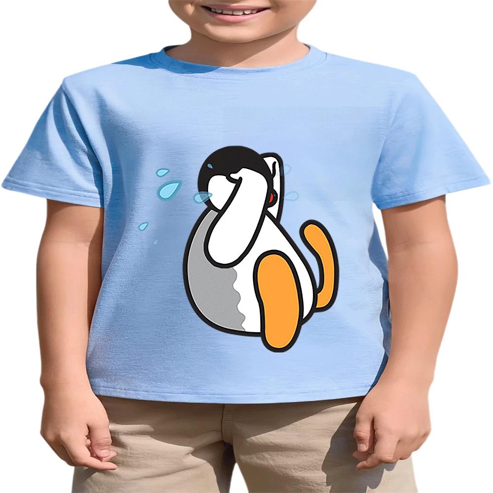 Summer Children's Pingu Fashion T-Shirt Cartoon Print Hot Sale for Boys and Girls
