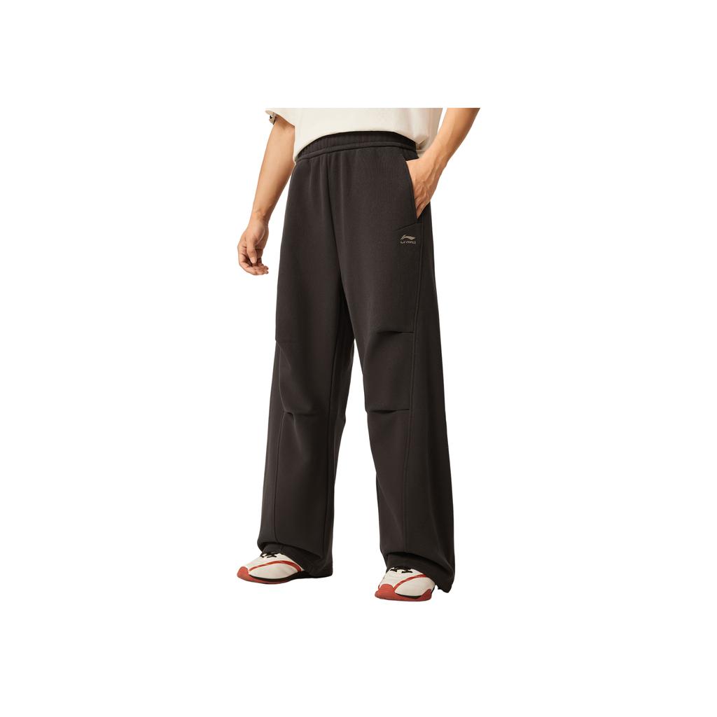 Li Ning Sports Lifestyle Series Loose Casual Fleece Simple Straight Leg Knitted Sports Pants Men bottoms AKLVA09-6