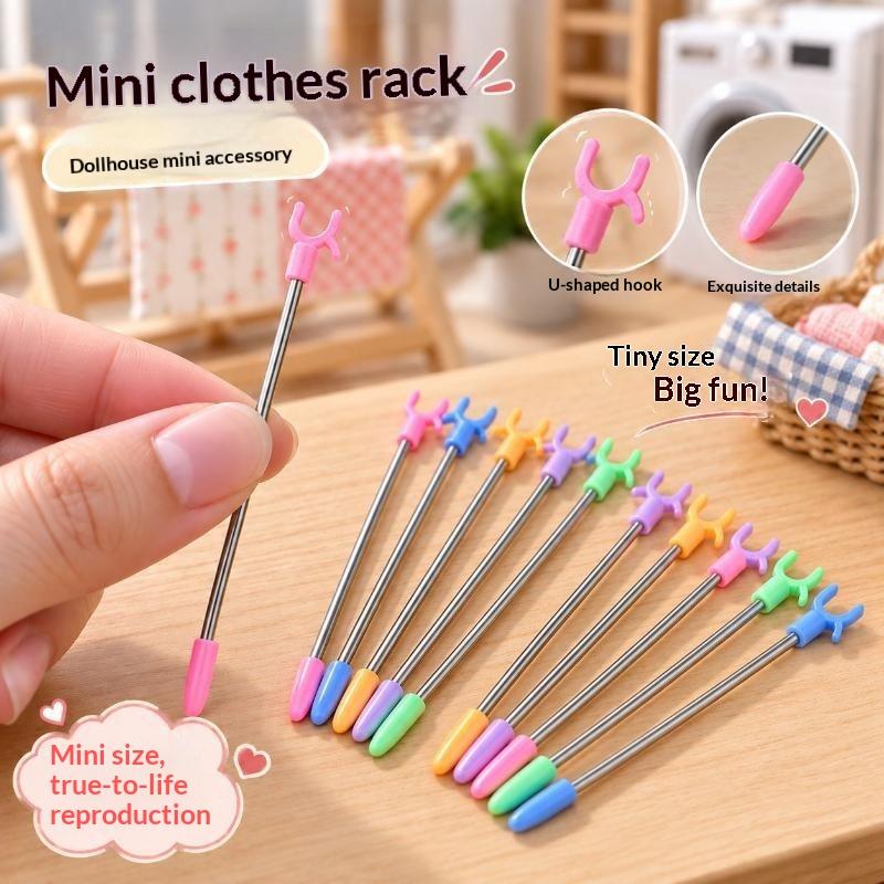1Pc Doll Dress Clothes Pole For 1/6 Doll Clothes Mini Doll Clothes Pole Miniature Dollhouse Furniture